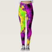 Psychedelisch Kaleidoskop Gelb und Lila Leggings (Vorderseite)