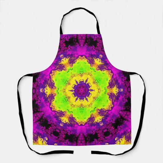 Psychedelisch Kaleidoskop Gelb und Lila Schürze (Vorderseite)
