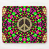 Psychedelisch Kaleidoskop Gold Peace Mousepad (Vorne)