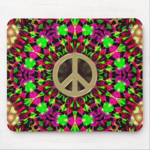 Psychedelisch Kaleidoskop Gold Peace Mousepad