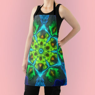 Psychedelisch Kaleidoskop Grün Blau und Orange Schürze