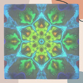 Psychedelisch Kaleidoskop Grün Blau und Orange Steinuntersetzer