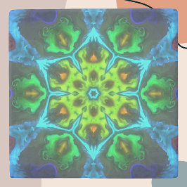 Psychedelisch Kaleidoskop Grün Blau und Orange Steinuntersetzer