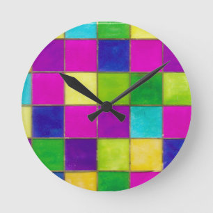 Psychedelisch, kirchlich gestanzter Glass Neon Hip Runde Wanduhr