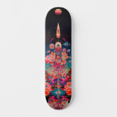 Psychedelisch kosmisch blühende Trip Skateboard (Vorderseite)