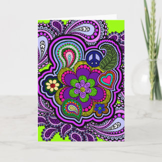 Psychedelisch Lila Paisley Grußkarte Karte