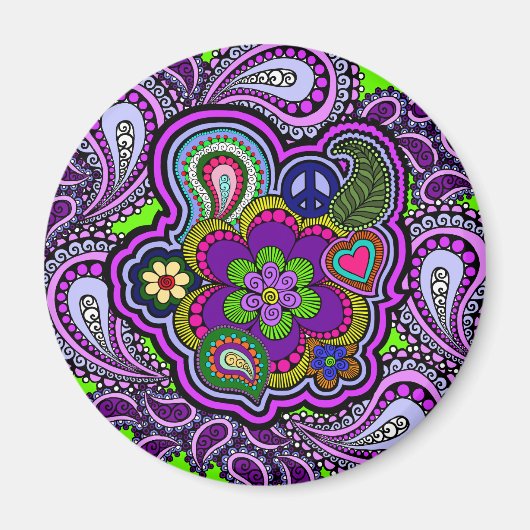 Psychedelisch Lila Paisley Magnet (Vorne)