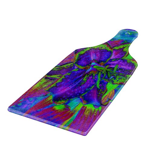 Psychedelisch Lila und Limettengrüne Lily-Blume Schneidebrett (Ecke)