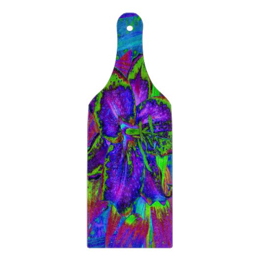 Psychedelisch Lila und Limettengrüne Lily-Blume Schneidebrett (Vorderseite)