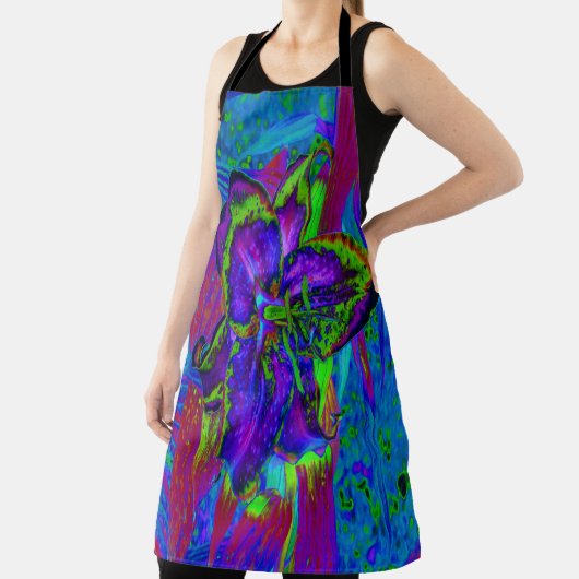 Psychedelisch Lila und Limettengrüne Lily-Blume Schürze (InSitu)