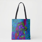 Psychedelisch Lila und Limettengrüne Lily-Blume Tasche (Vorderseite)
