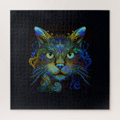 Psychedelisch Maine Coon Cat in Blau Puzzle (Vertikal)