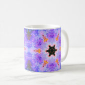 Psychedelisch Mandala Blume Blau Rosa und Gelb Kaffeetasse (VorderseiteRechts)