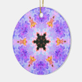 Psychedelisch Mandala Blume Blau Rosa und Gelb Keramik Ornament (Links)