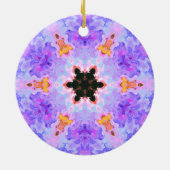 Psychedelisch Mandala Blume Blau Rosa und Gelb Keramik Ornament (Hinten)