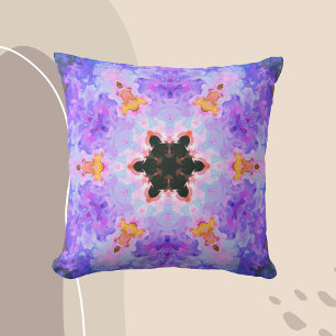 Psychedelisch Mandala Blume Blau Rosa und Gelb Kissen