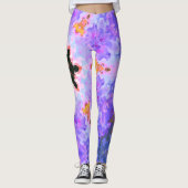 Psychedelisch Mandala Blume Blau Rosa und Gelb Leggings (Vorderseite)