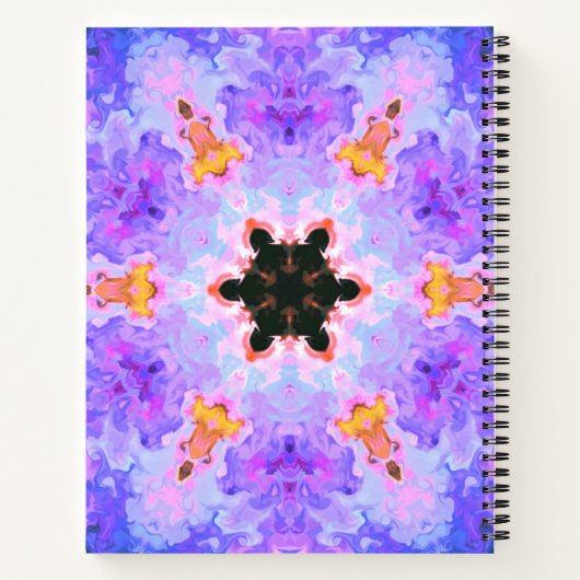 Psychedelisch Mandala Blume Blau Rosa und Gelb Notizblock (Rückseite)