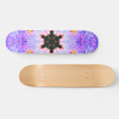 Psychedelisch Mandala Blume Blau Rosa und Gelb Skateboard (Horizontal)