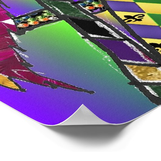 Psychedelisch Mardi Gras Feather Masken Print Post Poster (Ecke)