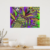 Psychedelisch Mardi Gras Feather Masken Print Post Poster (Küche)