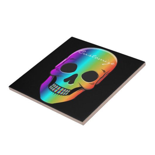 Psychedelisch Mensch Schädel Thunder_Cove Fliese (Seite)