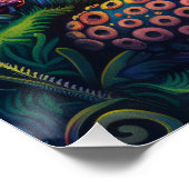 Psychedelisch Mushrooms Funky Colorful Artwork Poster (Ecke)