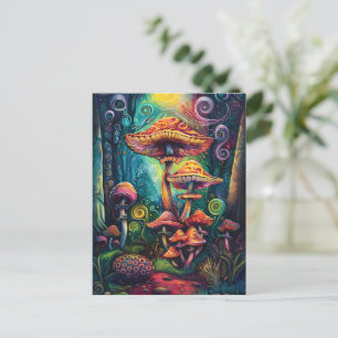 Psychedelisch Mushrooms Funky Colorful Artwork Postkarte