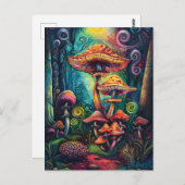 Psychedelisch Mushrooms Funky Colorful Artwork Postkarte (Vorne/Hinten)