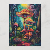 Psychedelisch Mushrooms Funky Colorful Artwork Postkarte (Vorderseite)