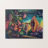 Psychedelisch Mushrooms Funky Colorful Artwork Puzzle (Horizontal)
