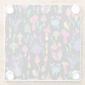 Psychedelisch Mushrooms Rainbow Colors Pattern Glasuntersetzer (Rückseite)