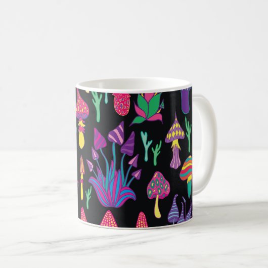Psychedelisch Mushrooms Rainbow Colors Pattern Kaffeetasse (VorderseiteRechts)