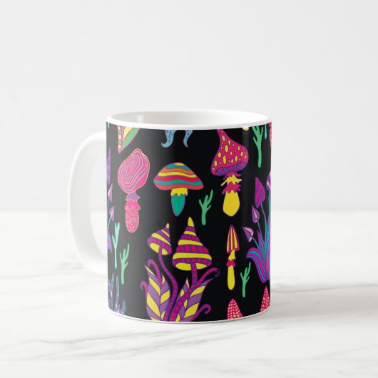 Psychedelisch Mushrooms Rainbow Colors Pattern Kaffeetasse (Vorderseite Links)