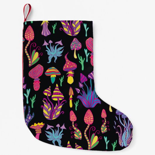 Psychedelisch Mushrooms Rainbow Colors Pattern Kleiner Weihnachtsstrumpf (Vorderseite)
