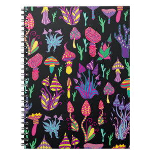 Psychedelisch Mushrooms Rainbow Colors Pattern Notizblock