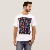 Psychedelisch Mushrooms Rainbow Colors Pattern T-Shirt (Vorne ganz)