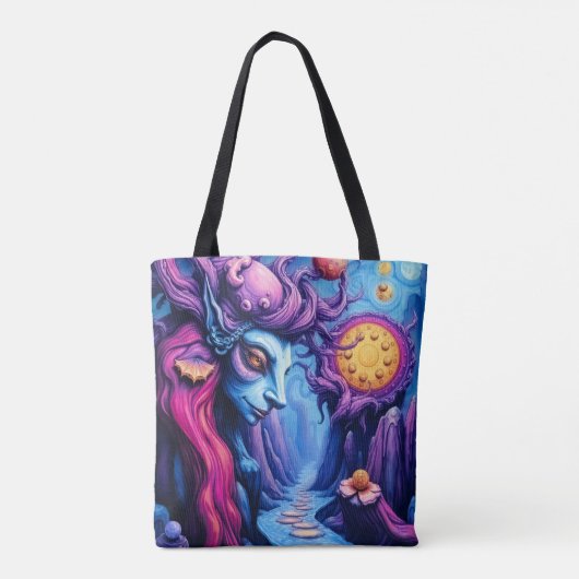 Psychedelisch Mystical Fantasy Alien Dreamscape Tasche (Rückseite)