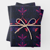 Psychedelisch Neon Blume Jugendstil-Muster Geschenkpapier Set (Beispiel)