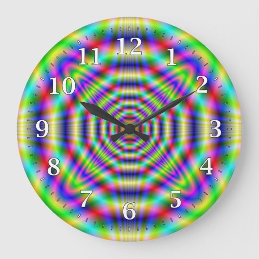 Psychedelisch Neon Decorative Wall Clock Große Wanduhr (Vorderseite)
