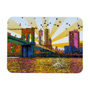Psychedelisch New York City: Brooklyn Bridge, WTC  Magnet