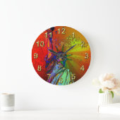 Psychedelisch NYC Rainbow Color Statue of Liberty  Große Wanduhr (Zuhause)