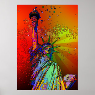 Psychedelisch NYC Rainbow Color Statue of Liberty  Poster