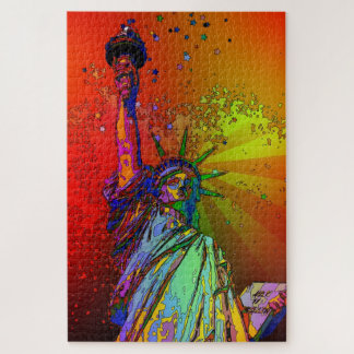 Psychedelisch NYC Rainbow Color Statue of Liberty Puzzle