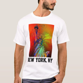 Psychedelisch NYC Rainbow Color Statue of Liberty  T-Shirt