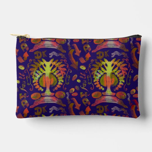 Psychedelisch-orientalische Symmetrie Abstrakte Ku Zubehörtasche (Vorderseite)