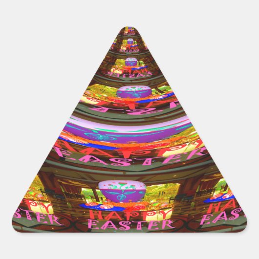 Psychedelisch Osterkaleidoskop Art Print Dreieckiger Aufkleber (Vorderseite)