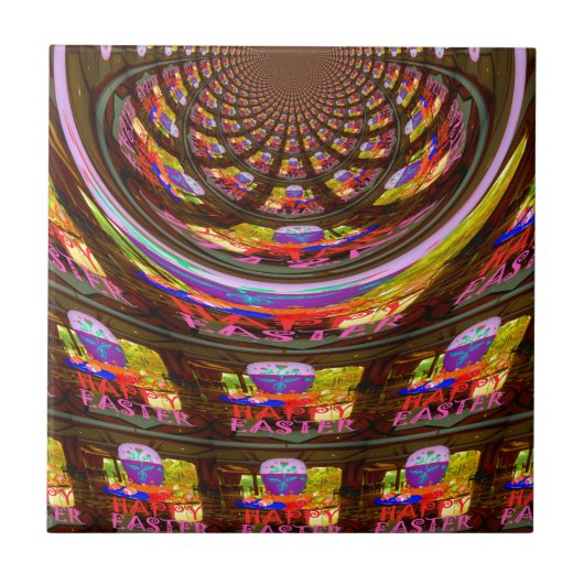 Psychedelisch Osterkaleidoskop Art Print Fliese (Vorderseite)