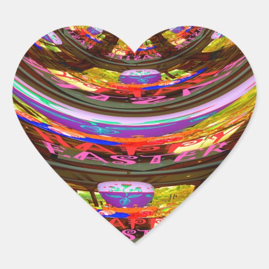 Psychedelisch Osterkaleidoskop Art Print Herz-Aufkleber (Vorderseite)