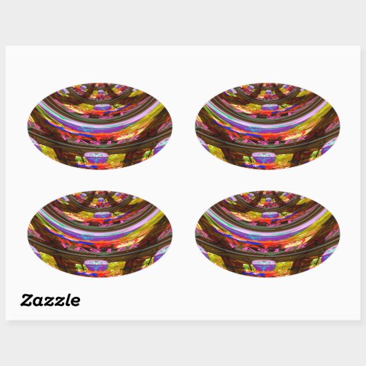 Psychedelisch Osterkaleidoskop Art Print Ovaler Aufkleber (Blatt)